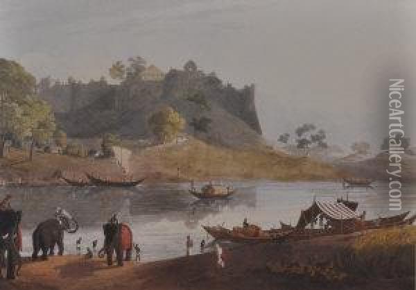 Ruins Of The Fort At Juanpore, 
River Goomtee, 
India Oil Painting - Henry Salt