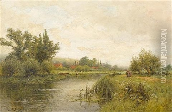 A View Near Reigate, Surrey (+ A View Of Streatley On Thames; 2 Works) Oil Painting - Henry John Kinnaird