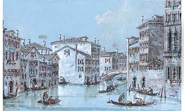 View of the canal by Ca'Foscari, Venice Oil Painting - Giacomo Guardi