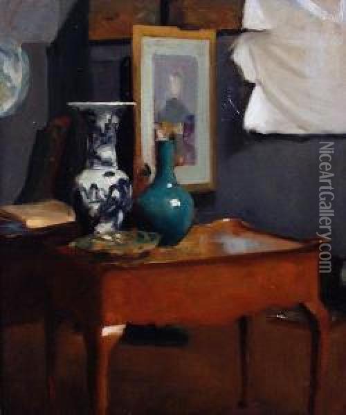 Le Secretaire Louis Xvi Oil Painting - Albert De Belleroche