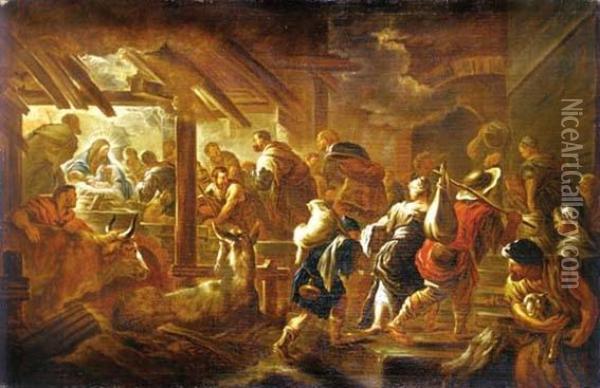 L?adorazione Dei Pastori E
La Presentazione Di Gesu? Al Tempio Oil Painting - Francesco Solimena