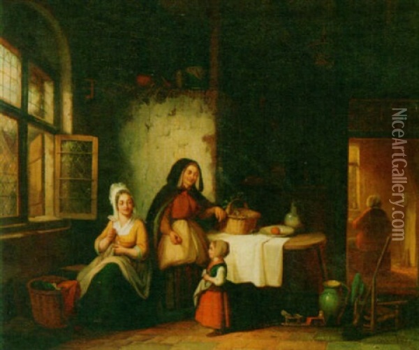 The Vegetable Seller Oil Painting - Henri Joseph Gommarus Carpentero