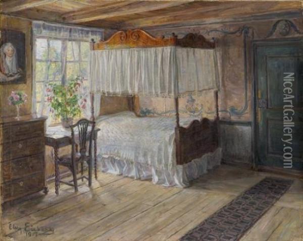 The Prince Chamber Atnarvestad Gard 1917 Oil Painting - August Eiebakke