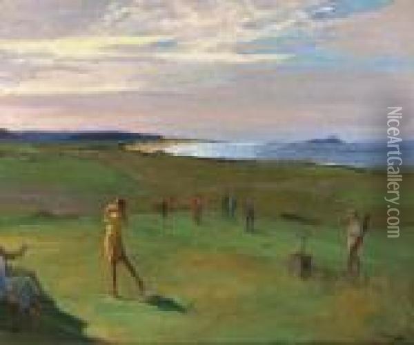 The Golf Course, North Berwick Oil Painting - John Lavery
