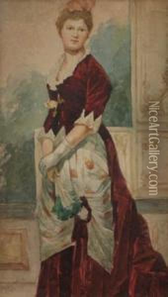 Girl In A Purple Dress Oil Painting - Ludwig, Ludek Marold