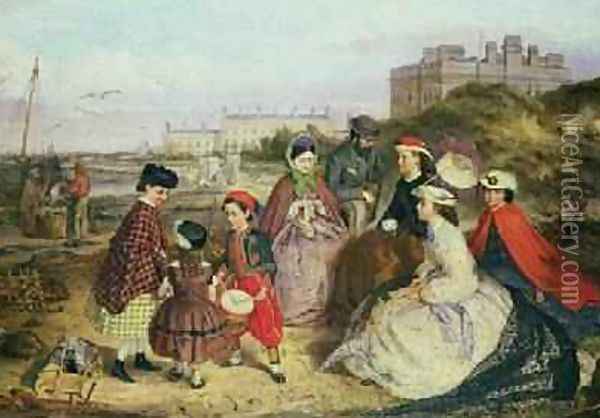 A Victorian Family at the Seaside Oil Painting - Charles Wynee Nicholls