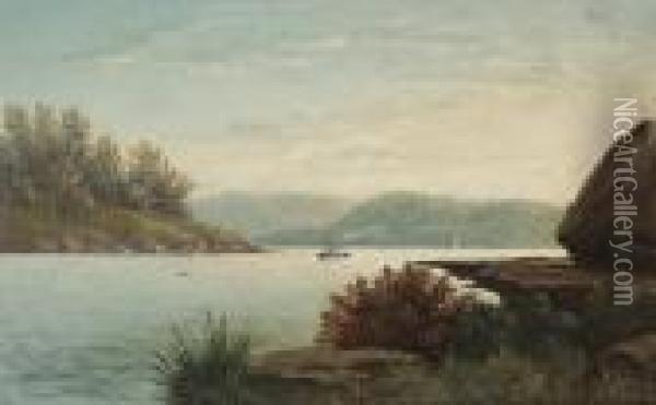 The Mouth Of The Hawkesbury River From Long Island Oil Painting - Valentine, Val Delawarr