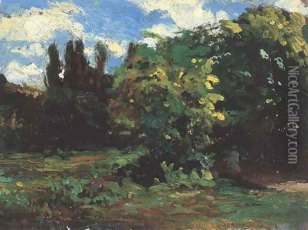 Forest Landscape 1880-90 Oil Painting - Bertalan Szekely