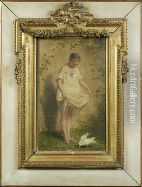 La Jeune Fille Aux Colombes Oil Painting - Charles Joshua Chaplin