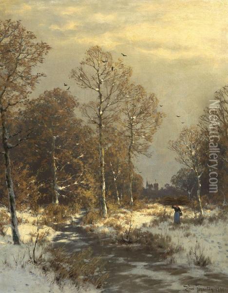 Winterlandschaft Mit Reisigsammlerin Oil Painting - Heinrich Gogarten