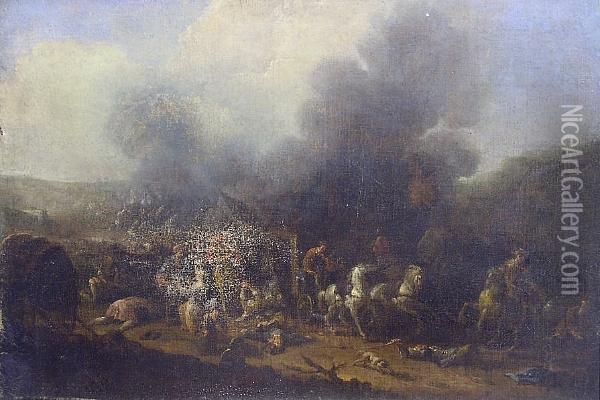 Battle Scene Oil Painting - Pieter Wouwermans or Wouwerman
