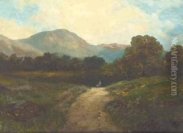 On the Barmouth road; and Old lock, near Chiddingfold Oil Painting - James E. Adams