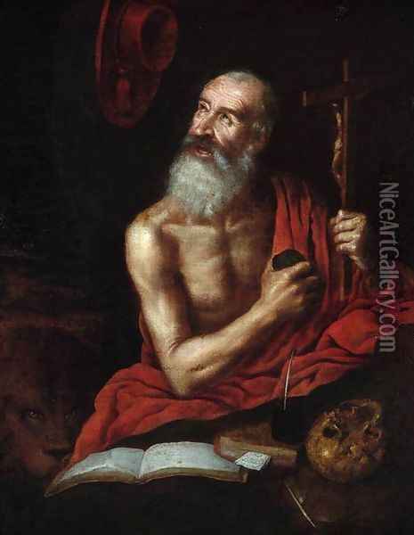 St Jerome 1636 Oil Painting - Antonio Puga