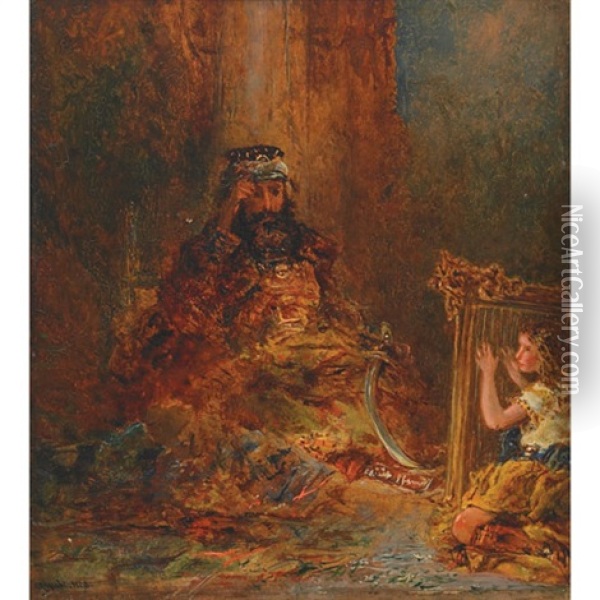 Saul And King David Oil Painting - Otto Reinhold Jacobi