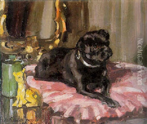 The Shambellie Pug Oil Painting - Francis Campbell Boileau Cadell