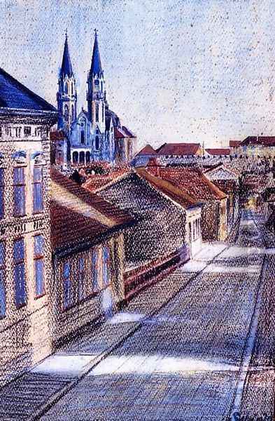 View from the Drawing Classroom, Klosterneburg Oil Painting - Egon Schiele