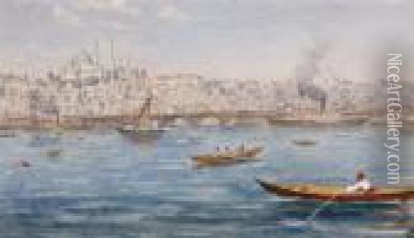 Boten Op De Bosporus, Istanbul Oil Painting - Johan Antonio de Jonge