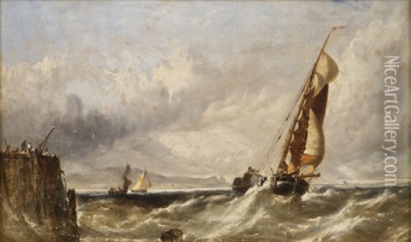 Fishing Boats Entering Howth Harbour Oil Painting - Edwin Hayes