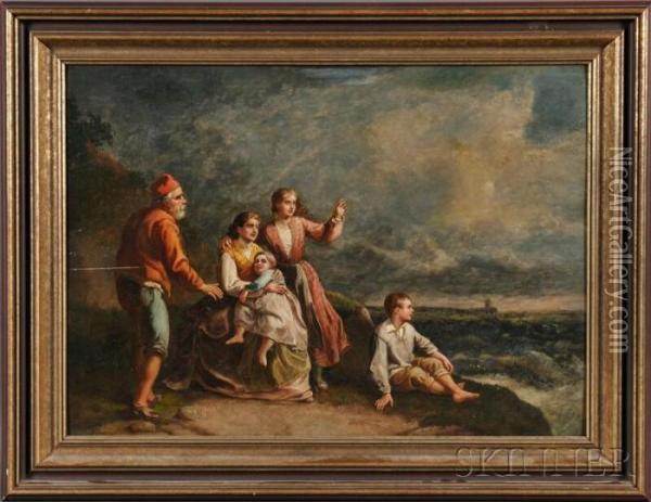 Family Awaiting The Sailor's Return Oil Painting - Vincenzo Giacomelli