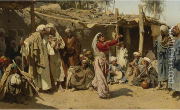 An Almee's Admirers (egyptische Tanzerin) Oil Painting - Leopold Carl Muller