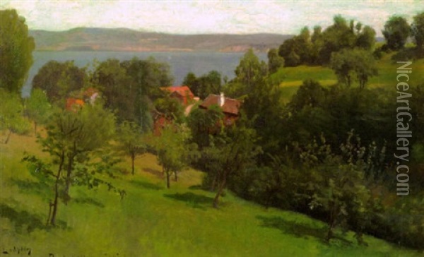 Nakyma Laakson Yli Jarvelle Oil Painting - Berndt Adolf Lindholm