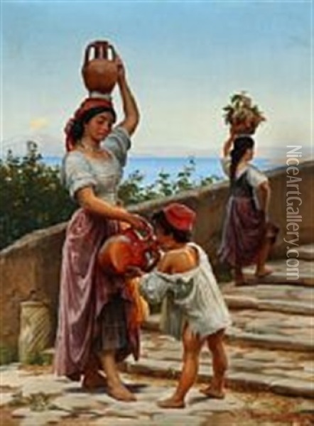 A Water Carrier From Capri Oil Painting - Vilhelm Rosenstand