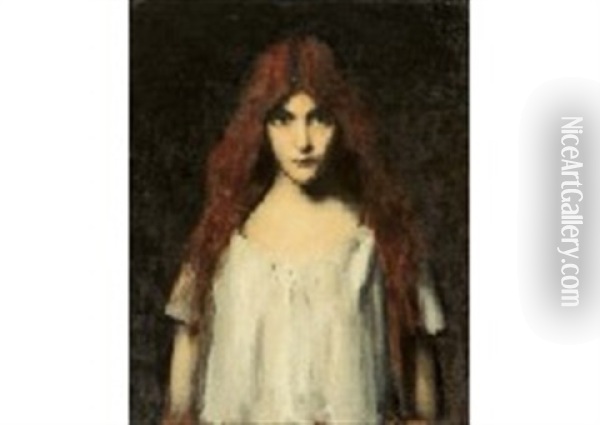 Fille Oil Painting - Jean Jacques Henner
