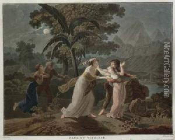 L'histoire De Paul Et Virginie Oil Painting - Charles-Melchior Descourtis
