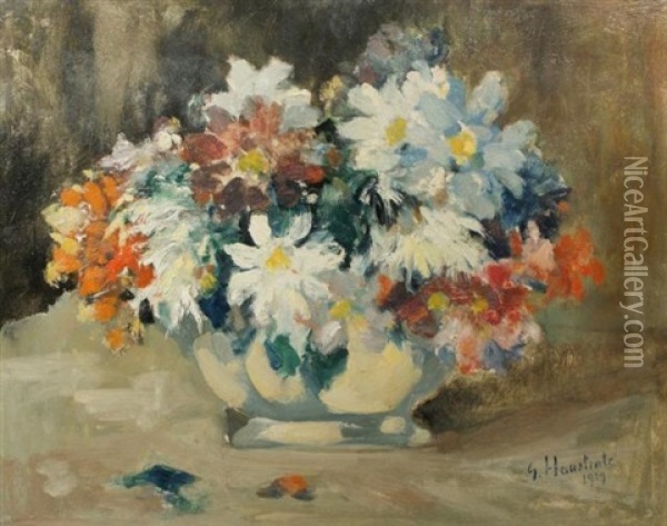 Stillife With Flowers Oil Painting - Gaston Haustrate