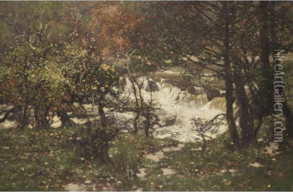The Woodland Stream Oil Painting - George Houston