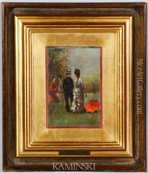 Stylish European Couple Oil Painting - Antonino Leto