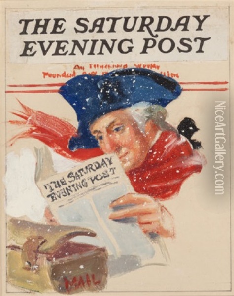 George Washington The Saturday Evening Post Preliminary Cover Oil Painting - William F. Soare