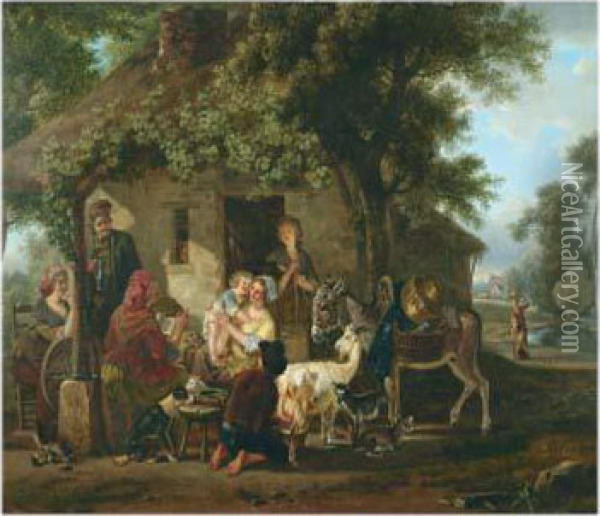 L'heureuse Famille Oil Painting - Jean Louis (Marnette) De Marne