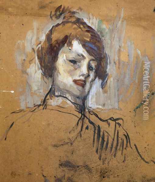 Head of a Woman Oil Painting - Henri De Toulouse-Lautrec