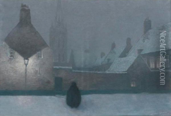 Snowy Evening Oil Painting - Georges Lemmen