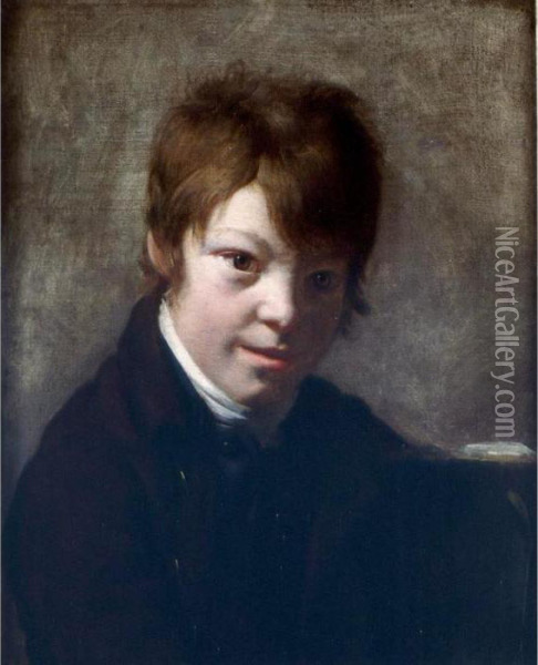 Portrait Of A Young Boy, Said To Be The Artist's Son, Michel-martin, Age 11 Oil Painting - Martin Drolling Oberbergheim