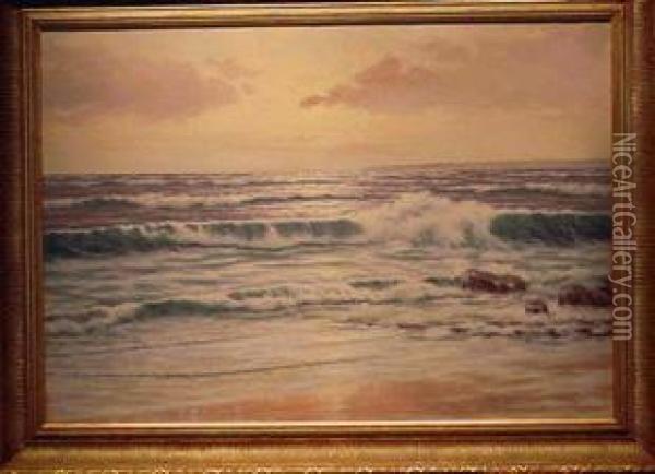 Breaking Waves On The Shore Oil Painting - Richard Lorenz Mellenbach