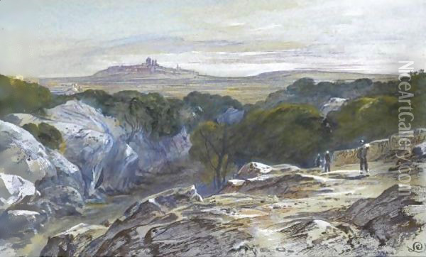 A Distant View Of Mdina, Malta Oil Painting - Edward Lear