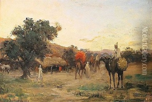 Le Campement Arabe Oil Painting - Paul Jean Baptiste Lazerges