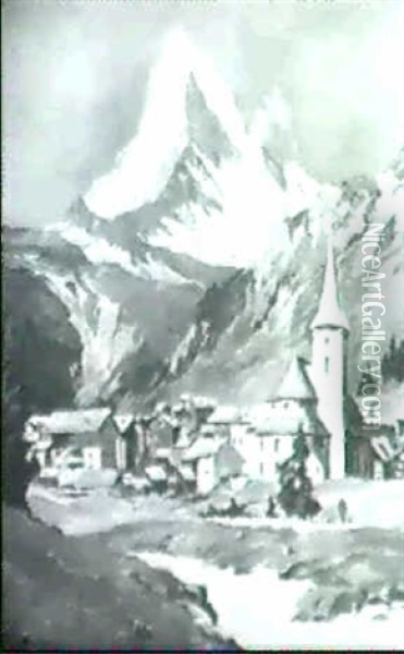 Zermatt Mit Blick Aufs Matterhorn Oil Painting - Hans Maurus