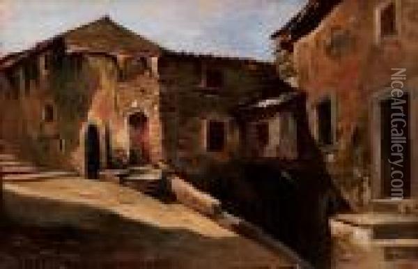 Nel Borgo - 1898 Oil Painting - Michele Cammarano