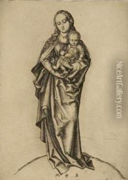 Die Madonna Mit Dem Apfel. Oil Painting - Martin Schongauer