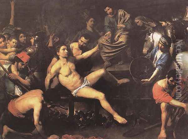 Martyrdom of St Lawrence 1621-22 Oil Painting - Jean de Boulogne Valentin