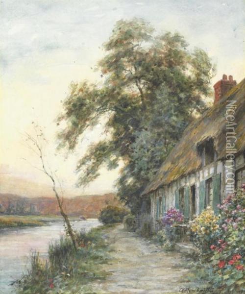Cottage By A Stream Oil Painting - Louis Aston Knight