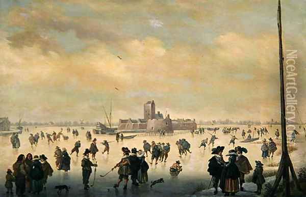 Skating Scene Oil Painting - Antoni Verstralen (van Stralen)