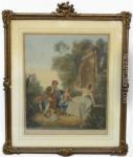 Three Figures And Shepherd With Sheep Oil Painting - William Hamilton