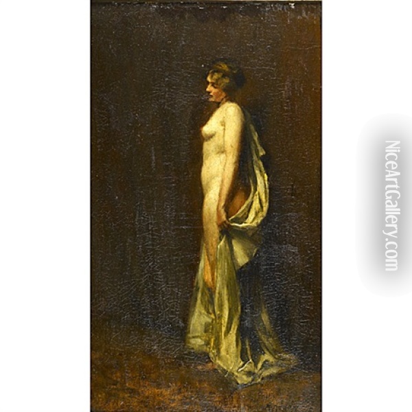 A Draped Nude Oil Painting - Rowland Holyoake