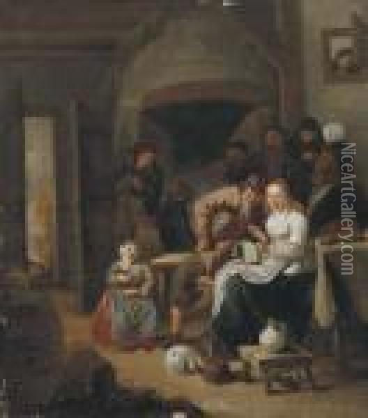 Peasants Singing And Making Merry In An Inn Oil Painting - Jan Miense Molenaer