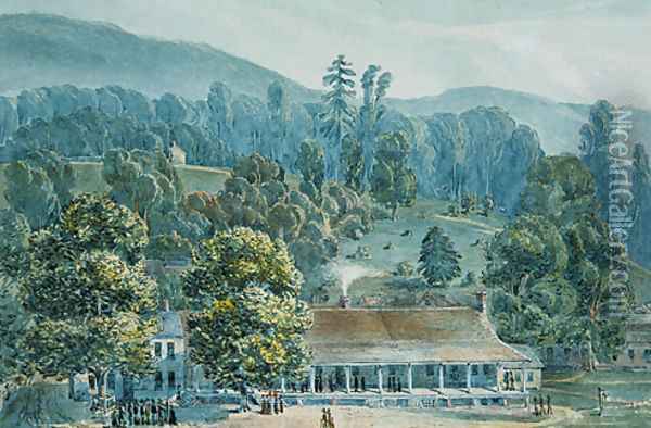 Dining Room and Stage Offices at White Sulphur Springs Oil Painting - John Hazelhurst Boneval Latrobe
