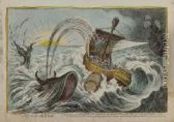 A Tub For A Whale Oil Painting - James Gillray